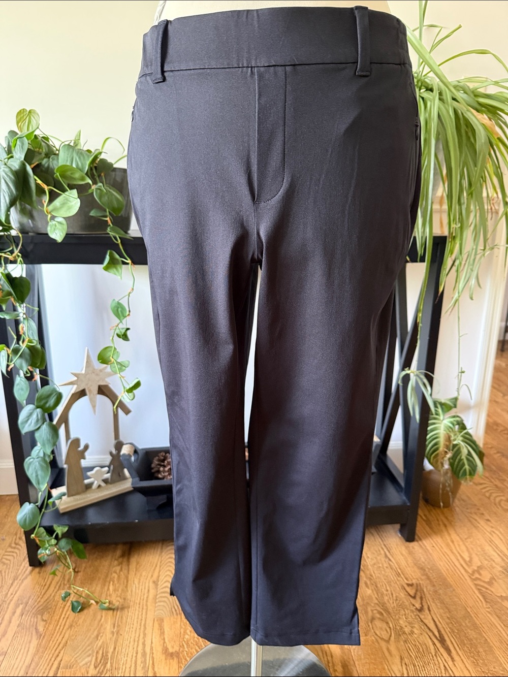 Lands' End Flex Pull-On Black Dress Ankle Pants